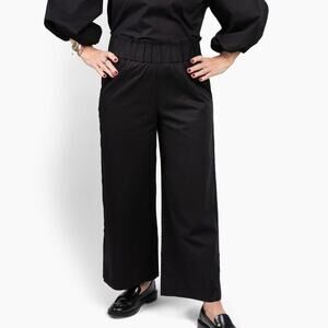 Quiet Culture Black Paperbag Take Pause Wide Leg High Waisted Crop Pant Size XXS